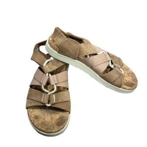 Keen Women’s Tan and Cream Sandals with Cork Soles Comfortable Straps Size 8.5